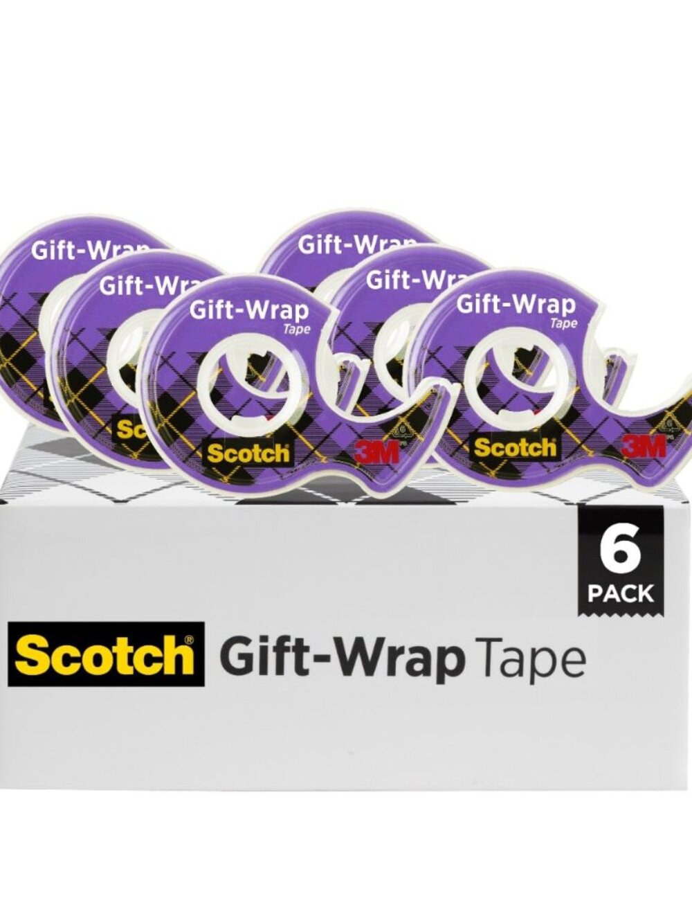 Gift Wrap Tape, 6 Rolls, The Go-To Tape for the Holidays, 3/4 x 650 Inches, Disp
